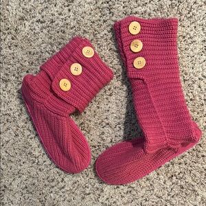 Fold up or down pink button boots size 8.5